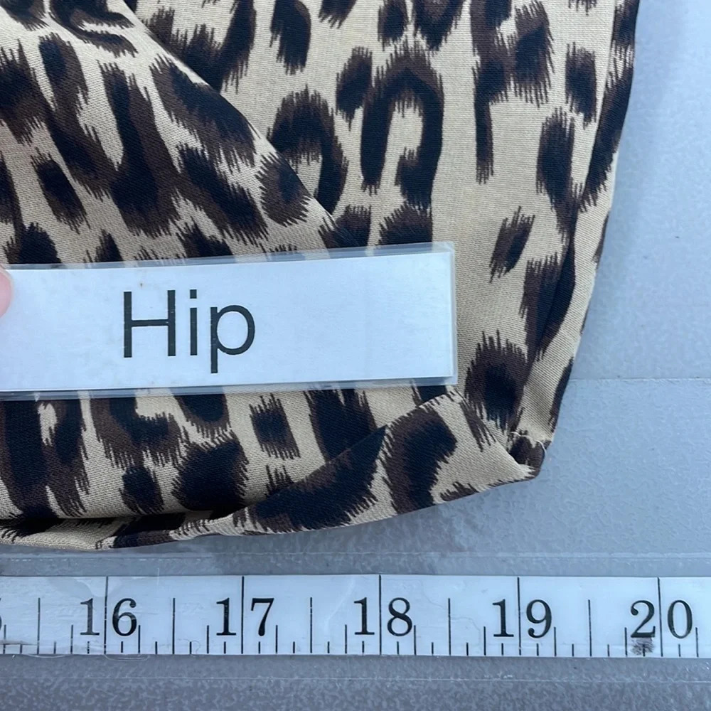 Sienna Sky Leopard Print Midi Dress Fit & Flare V-Neck Brown Size Small S - Picture 16 of 17